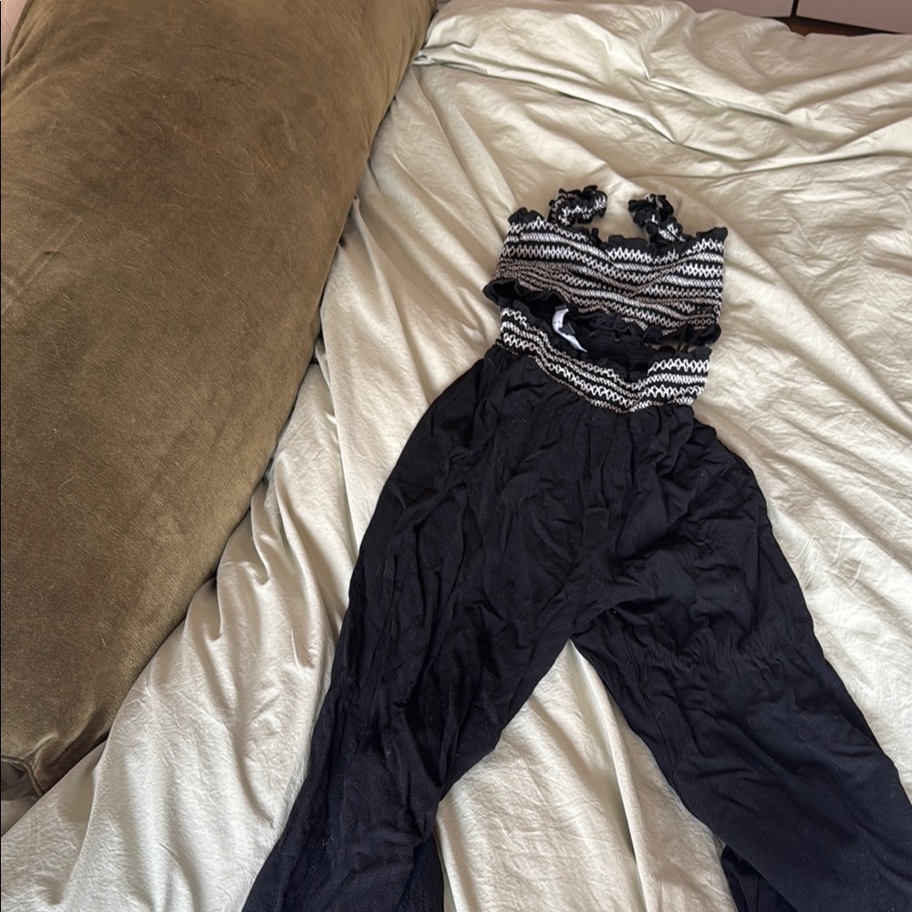 Lulu's Black and White Patterned Jumpsuit